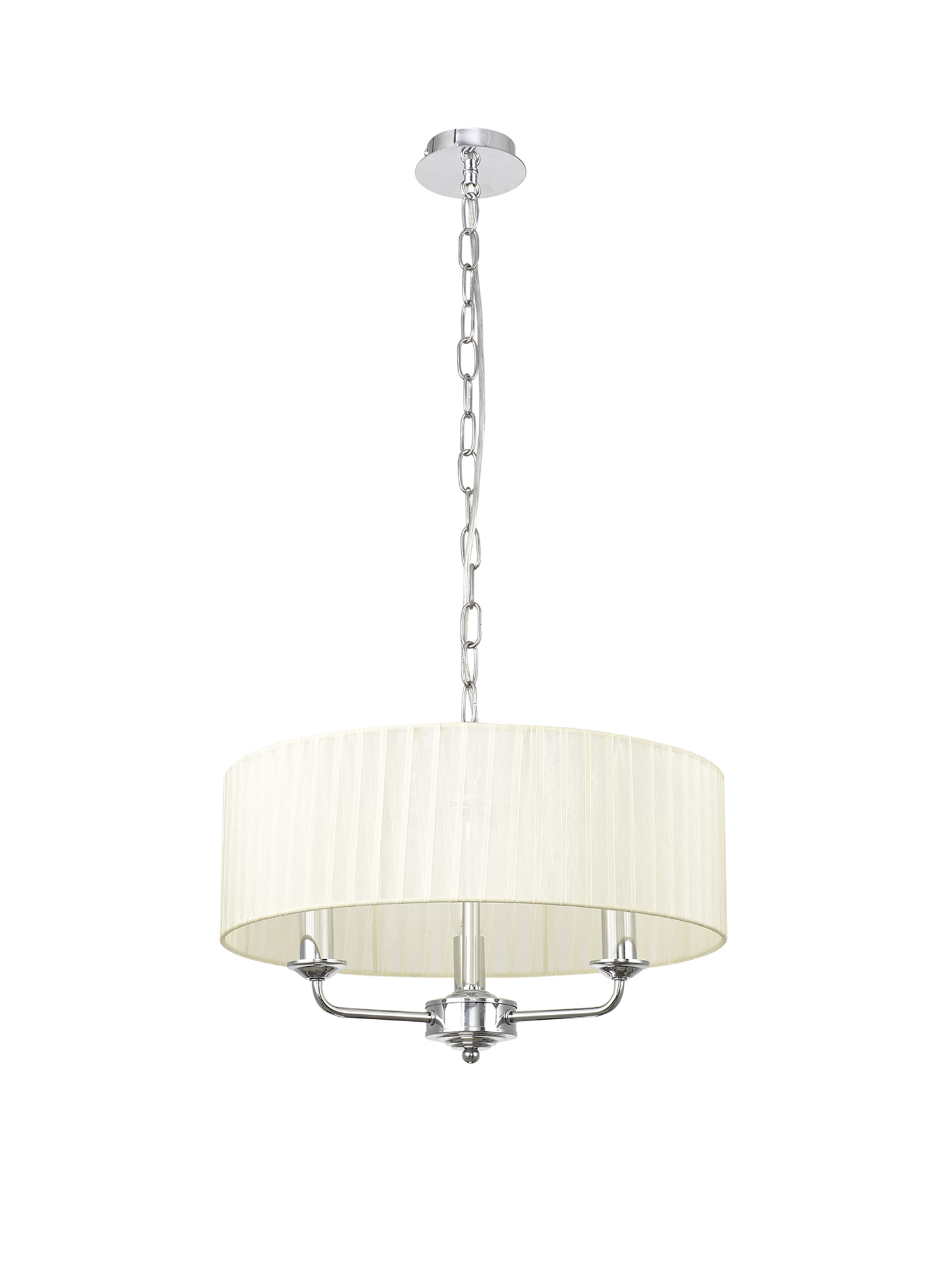 Banyan 45cm 3 Light Pendant Polished Chrome, Cream DK0857  Deco Banyan